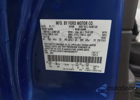 2011 Ford Escape from USA, damaged, VIN 1SMCU9D73BKB44917